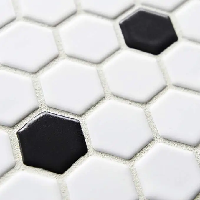 Скандинавские шестигранные матовые черно-белые смешанные керамические мозаичные плитки кухня брызговик Бассейн Ванная комната 3D настенная плитка