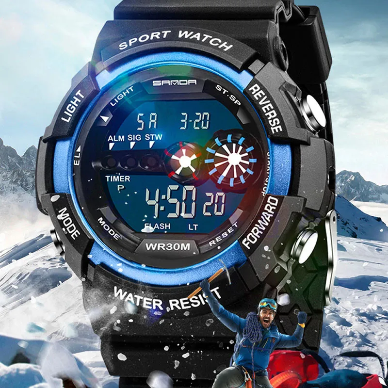 Montre Homme спортивные часы Мужские Аналоговые Цифровые армейские силиконовые спортивные светодиодный водонепроницаемые наручные часы Woche мужские часы