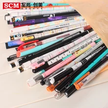 Гелевые ручки 100 шт./лот SCM Корейская креативная компания канцелярские гелевые ручки микс 0,35 0,38 0,5 ручки для канцелярские принадлежности для студентов