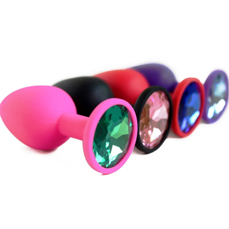 Small Medium Large Silicone Butt Plug with Crystal Jewelry Smooth Touch Anal Plug Anal Sex Toys for Woman Men Gay12