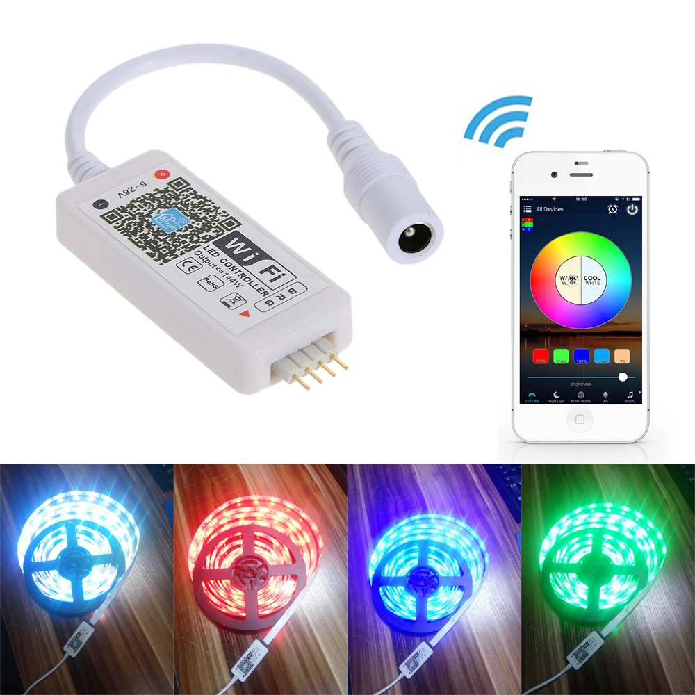 

Tomshine DC5-28V Mini RGB Wifi Smart Controller Dimmer Output 3 Channels Free App Support Sound Activated for LED Strip Light