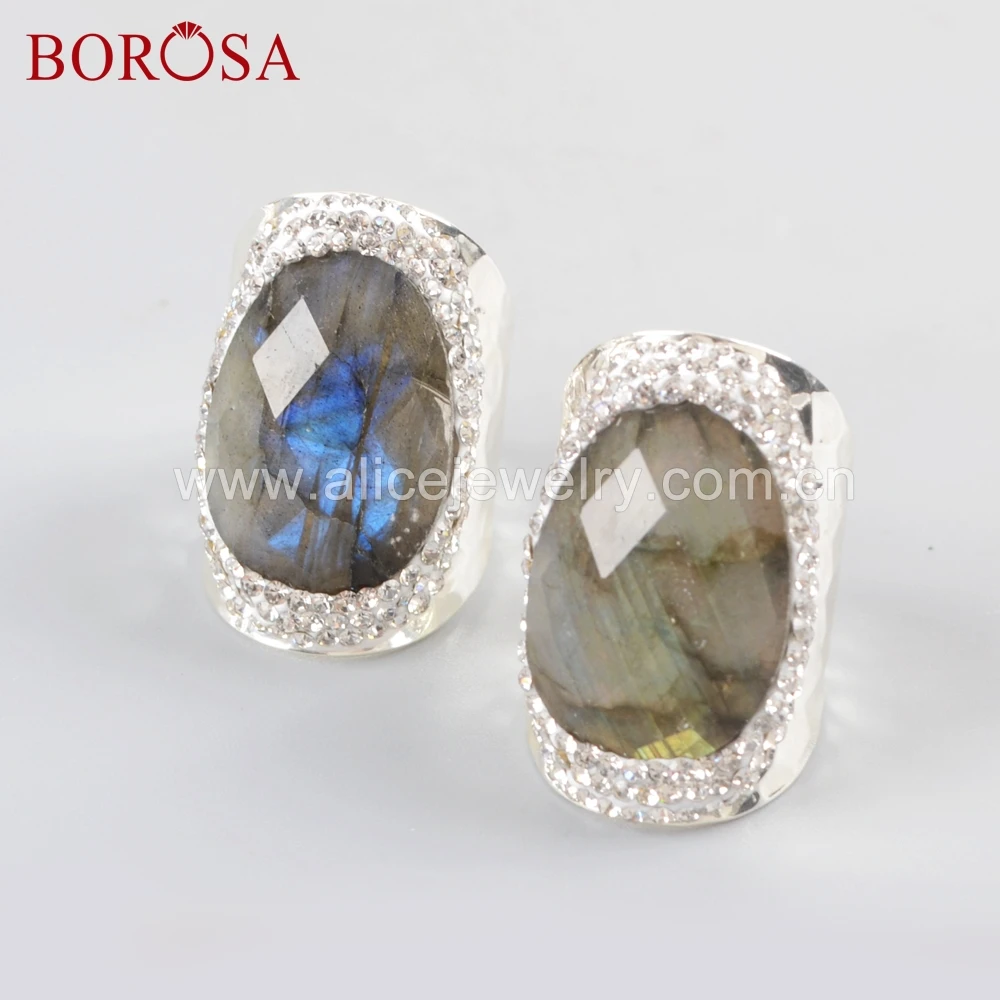 BOROSA 6 шт. серебряного цвета цвет натуральный Ограненный Лабрадорит камни Друза