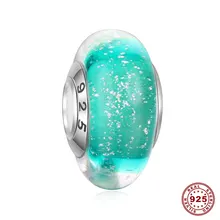 Серебряные бусины 925 пробы для DIY ювелирных изделий эссенция муранского стекла шармы со стразами браслет