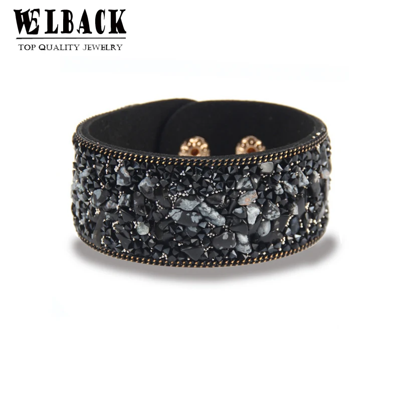 Fashionable Women Charm Wrap Bracelets Slake Leather Bracelets With Crystals Stone Rhinestone Couple Jewelry Gift Bracelet Jewelry