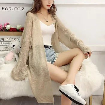 

EORUTCIZ Autumn Thin Long Cardigan Women Sweater Oversize Sexy Knitted Spring Casual Top Long Sleeve Basic Coat LM468