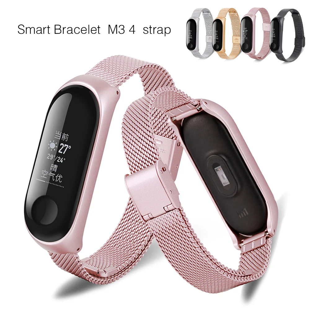 

Smart Bracelet M4 3 Wrist Strap Metal Stainless Steel Strap For Smart Band M4 3 Wristband Strap Replacement SmartBand