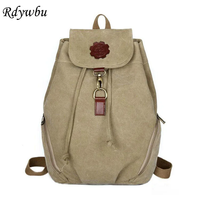 

Rdywbu WOMEN DRAWSTRING CANVAS BACKPACK - New Casual Vintage Student School Bag Girl's Travel Bag Teenager Rucksack Female B151