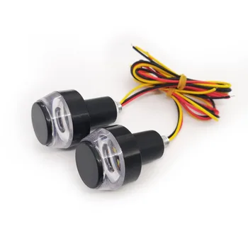 

2pcs of Amber White Motorcycle Handlebar Turn Signal Grip Bar End LED Plug Strobe Side Marker Light Indicator Blinker Handle Bar