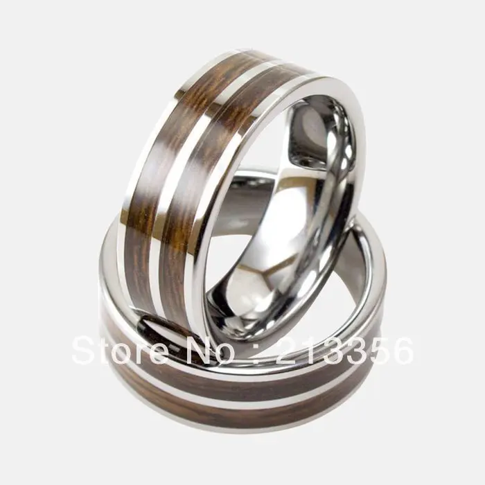 

FREE SHIPPING!USA WHOLESALES CHEAP PRICE BRAZIL RUSSIA HOT SELLING 8MM WOMEN&MENS TWO WOOD LINES HIS/HER TUNGSTEN WEDDING RING