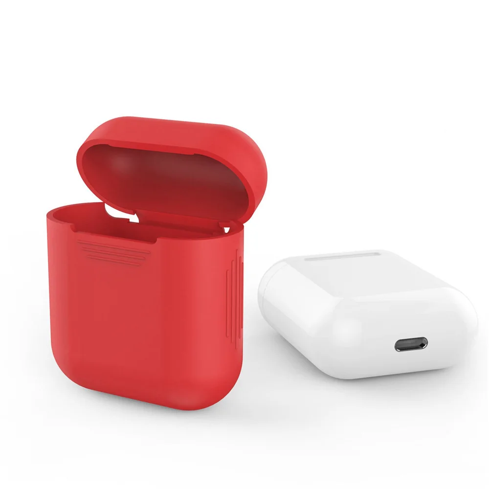 

Soft Silicone Skin Case for Apple Airpods charging case Airpod Protective Cover Sleeve pouch Shockproof coque fundas capa Red