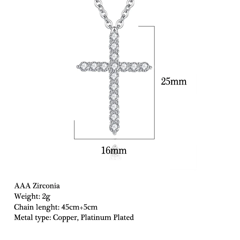 12 шт. 3A циркония Кристалл крест подвеска на серебряной цепочке ожерелья Чокер Модные вечерние Ювелирные изделия Подарки для женщин и девушек