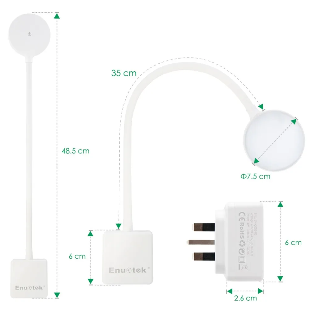 Светодиодный настенный светильник с регулируемой яркостью, прикроватный ночник с поворотным кронштейном, с розеткой, 4 Вт, 350лм, натуральный белый светильник ing 5000K