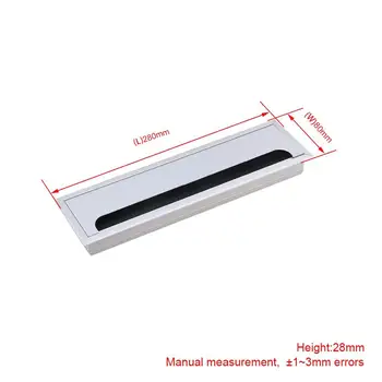 

1PCS Silver Aluminum Alloy Table Desk Rectangle Wire Cable Grommet Hole Cover Outlet Port with Brush 28x8x3cm