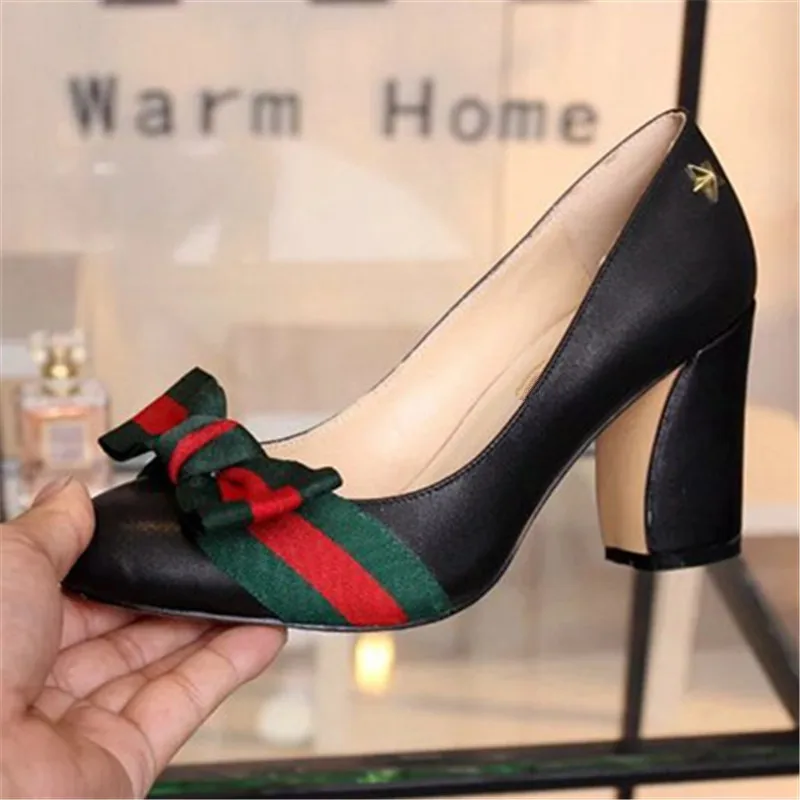 formal pumps with grosgrain ribbon bow