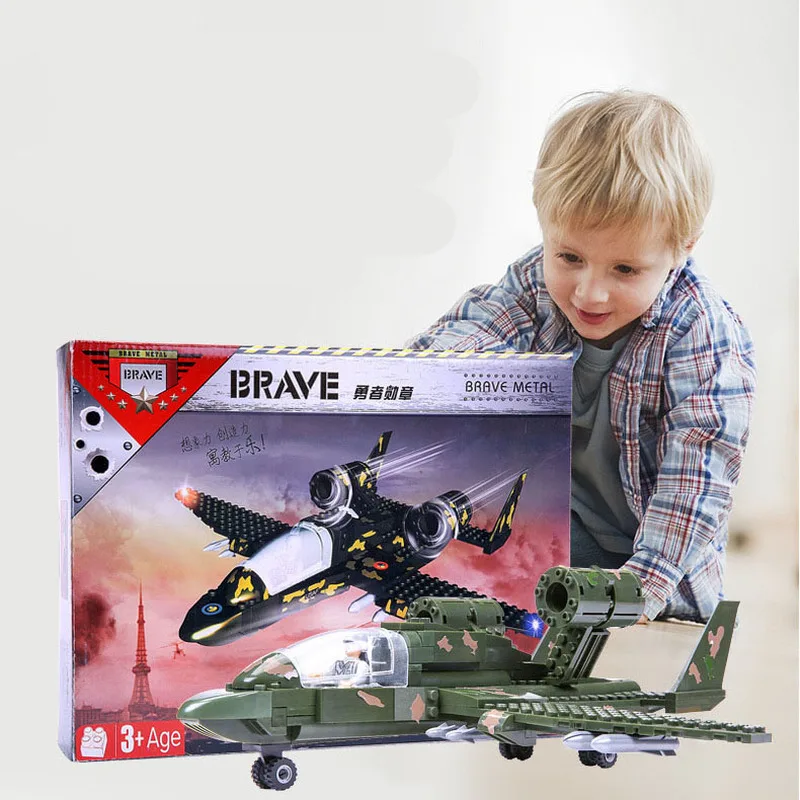 

Boy Aircraft Military Assembling Spell Inserting Blocks Model Series Children's Educational Toys Exercise Hands and Eyes