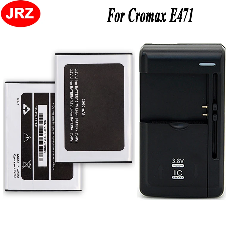 JRZ 1LOT=2PC Battery+Universal Charger 2000mAh E471 battery For Cromax