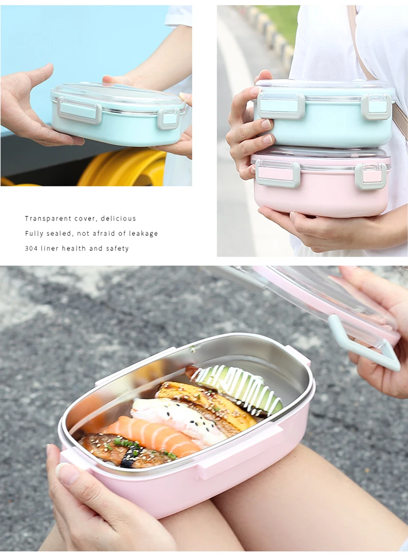 TUUTH Cute Lunch Box Stainless Steel Dinnerware Food Storage Container Children Kids School Office Portable Bento Box B9
