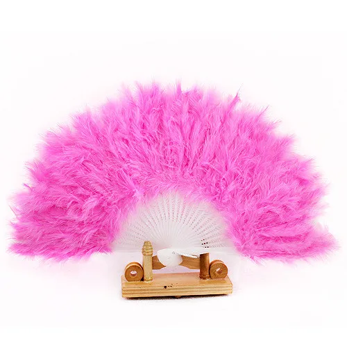 1PCS Beautiful high quality fluffy feather hand fan dance stage show props wedding party feather fan decoration abanicos de mano - Color: A