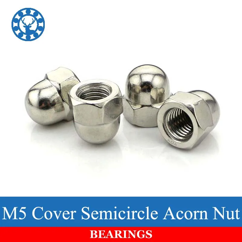 50Pcs DIN1587 M5 Stainless Steel 304 Nuts Decorative Cover Semicircle Acorn Nutacorn nutnut