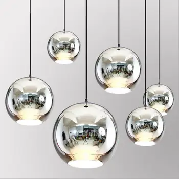 

L Nordic restaurant mirror simple staircase cafe bar table plating single head round glass ball decoration small chandelier led