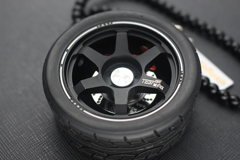 Автомобильный подвесной брелок TE37 с алюминиевым колесом, автомобильный обод с цепочкой из бисера, подвесной держатель для ключей, зеркальный подвесной брелок с кольцом, авто