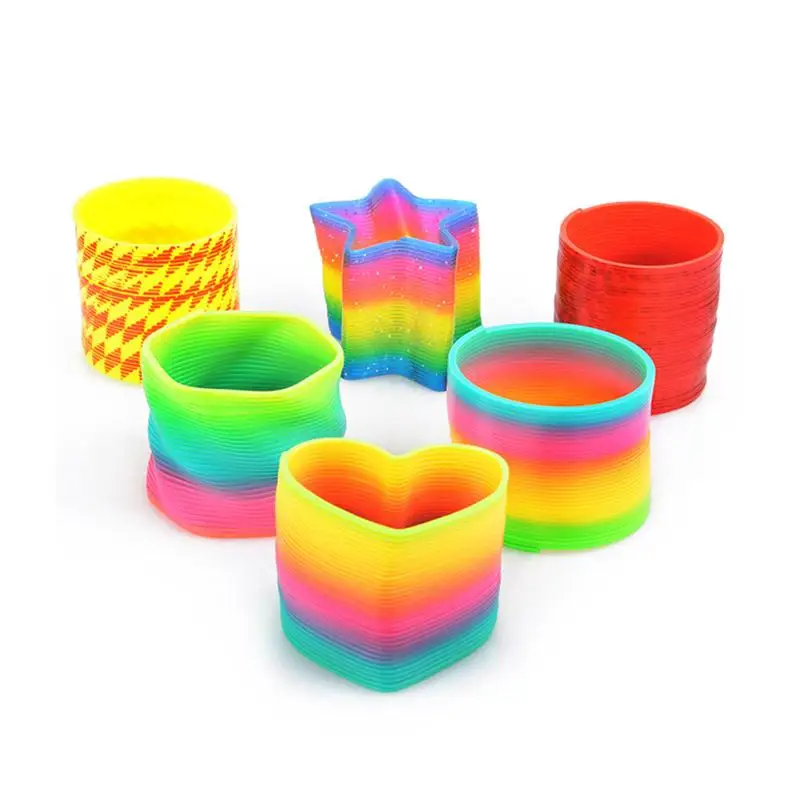 

kids Magic Plastic Rainbow Spring Colorful New Children Funny Classic Toy Random color Rainbow Circle Coil Elastic ring