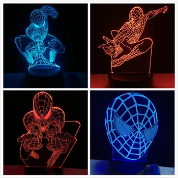 

Hot Sale Superhero Man Figure Spider man 3D Lamp Multicolor Led Gradient Night Light Lampara Creative Festival Kid Birthday Gift