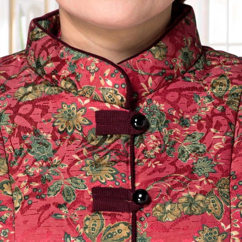 Autumn winter middle-aged ladies wear mother's vest Tang Suits coat thickened chinese style Single breasted cotton grandma vest