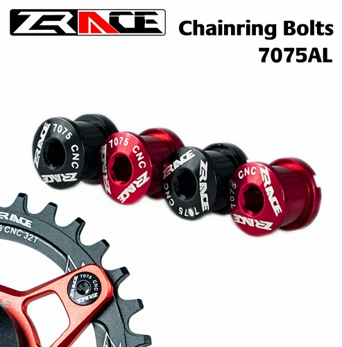

ZRACE 4pcs Chainring Bolts high strength for MTB, 7075 Aluminium alloy CNC, Chainwheel Screws
