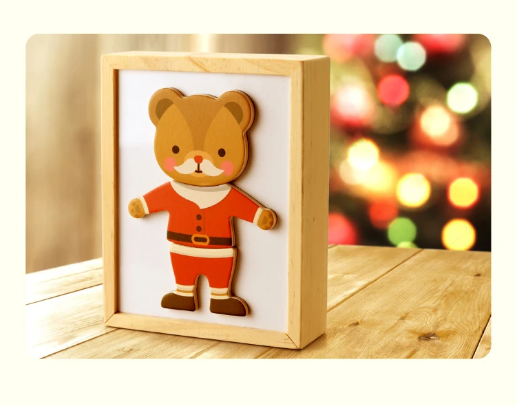 Magnetic Cartoon Bear Change Clothes Children Wooden Toy Puzzles Kids Educational Dress Changing Jigsaw Puzzle Toys For Children