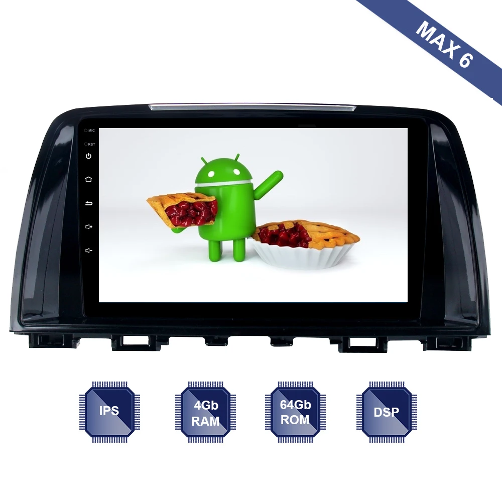 

Android 9.0 Car Radio 2 Din GPS Navi for Mazda 6 Atenza 2013 2014 2015 2016 PX6 DSP 2.5D IPS Screen 4Gb+64Gb HDMI RDS WIFI BT HD