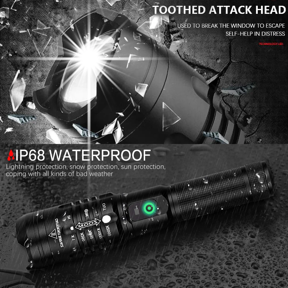 6500 люмен светодиодный фонарик ультра яркий xhp50.2 самый мощный usb фонарь масштабируемый фонарь 18650 лучшая лампа для кемпинга, рыбалки, охоты