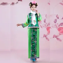Зеленый Цин династии Древние китайские Инфанта драматургического платье Одежда для танцев фото платье принцессы Косплэй один размер 081717