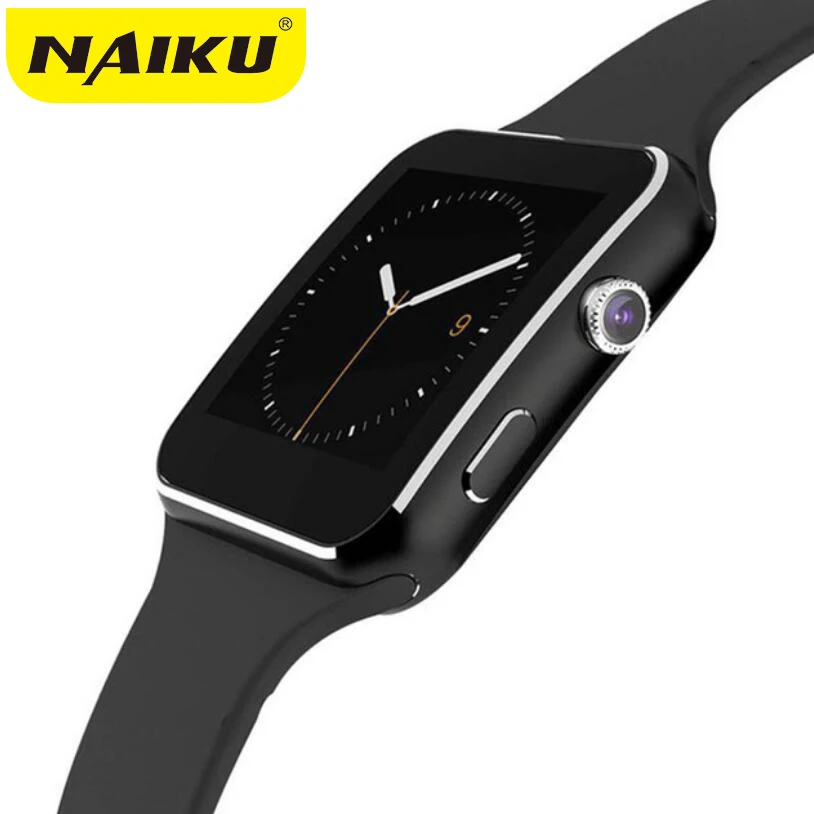 Baratos Nuevo reloj inteligente X6 con cámara de pantalla táctil compatible con tarjeta SIM TF Bluetooth para hombres reloj inteligente para iPhone Xiaomi teléfono Android