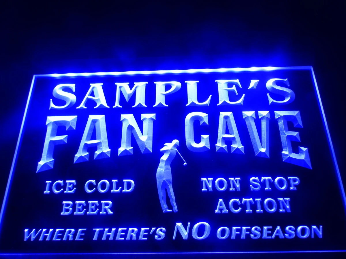 DZ066 Name Personalized Custom Golf Fan Cave Man Room Bar ...