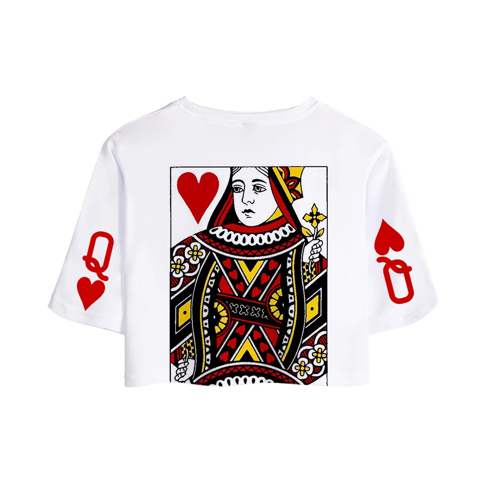 Kpop Poker 3D Jack queen King женский открытый пупок верхняя Футболка Harajuku T Shein летние мягкие
