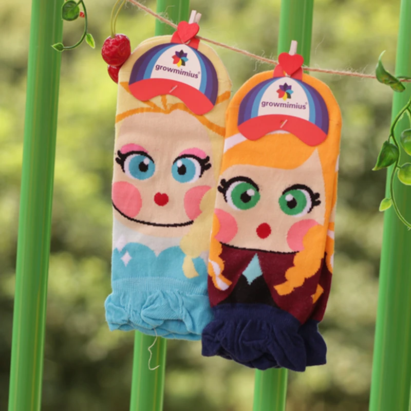 Popular Creative 1 Pair Lovely Girls Student Cartoon Princess Cute Dolls Cotton Blends Short Low Cut Ankle Socks
