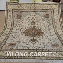 Yilong 8'x10' под старину Тебриз ковер бежевый изысканный персидский ручной работы шерсть Восточный ковер(1319