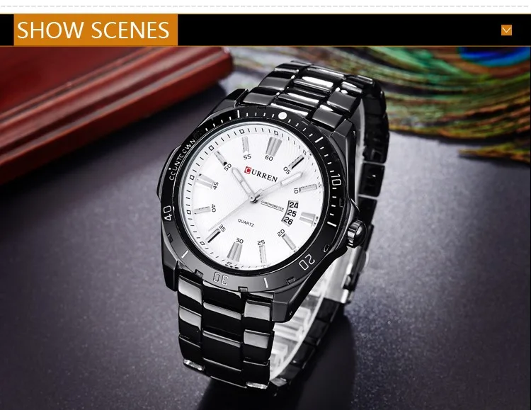  CURREN Fashion Business Wristwatch Casual Military Quartz Sports Men's Watch Full Steel Calendar Ma