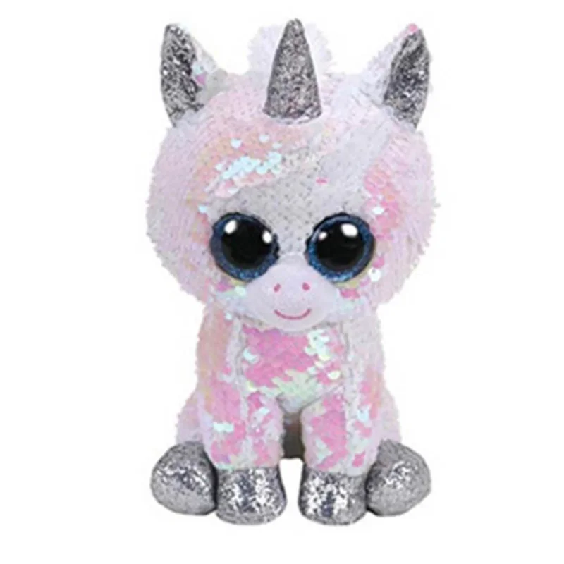 TY Beanie Boos 15cm white sequin Unicorn Dog Owl Danger Alpaca Dragon Plush Toys Big Eyes Eyed Stuffed Animal Soft Toy Kids Gift
