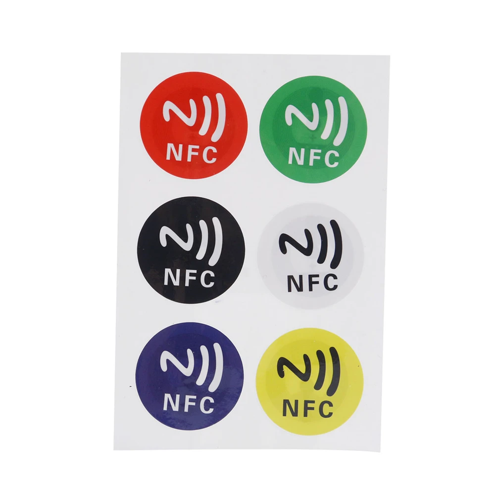 6 шт./лот) NFC метки стикер s NTAG213 NFC метки RFID клейкая этикетка наклейка универсальные этикетки Ntag213 RFID бирка для всех NFC телефонов