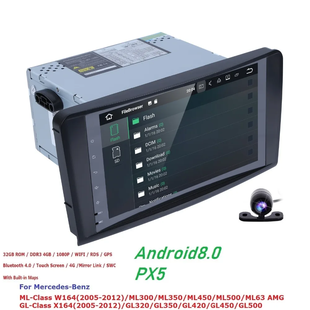 

Car Multimedia player GPS Android8.0 2Din PX5 OctaCoreFor Mercedes/Benz/ML/GL CLASS W164 ML350 ML500 GL320 Canbus Wifi Radio OBD