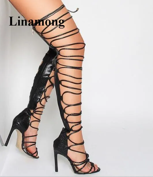 Talon Bottes Mince as Picture genou Chaud Haute Mode Sexy Solide Tube Picture Femmes Over attaché De Plus As Le Long the Été Pu Croix gZqxPgOB