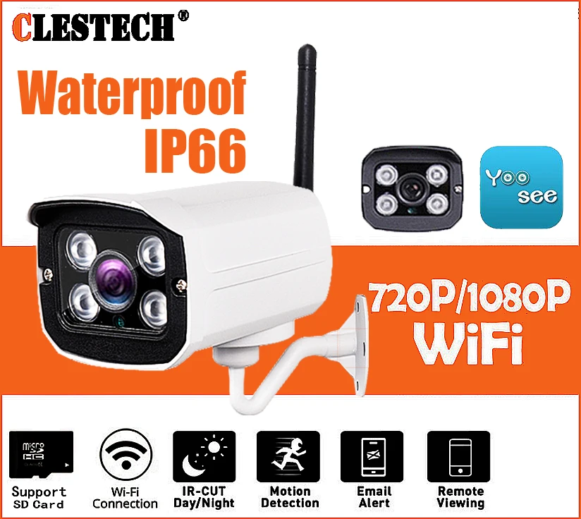 

Yoosee ARRAY IP Camera Wifi 1080P 960P 720P ONVIF Wireless Wired P2P CCTV Bullet Outdoor Camera With MiscroSD Card Slot Max 32G