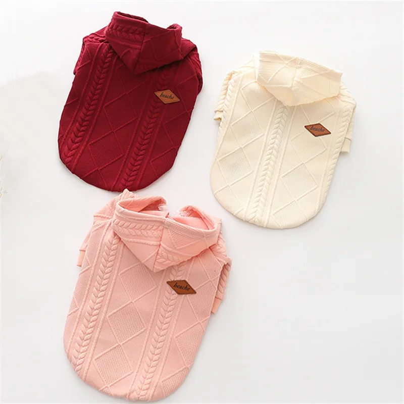 

Autumn/winter Wool Dog Sweater Simple Twin Dyed Jacquard Hooded Knitting Sweater Medium and Big Pet Dog Clothes Pet Clothes