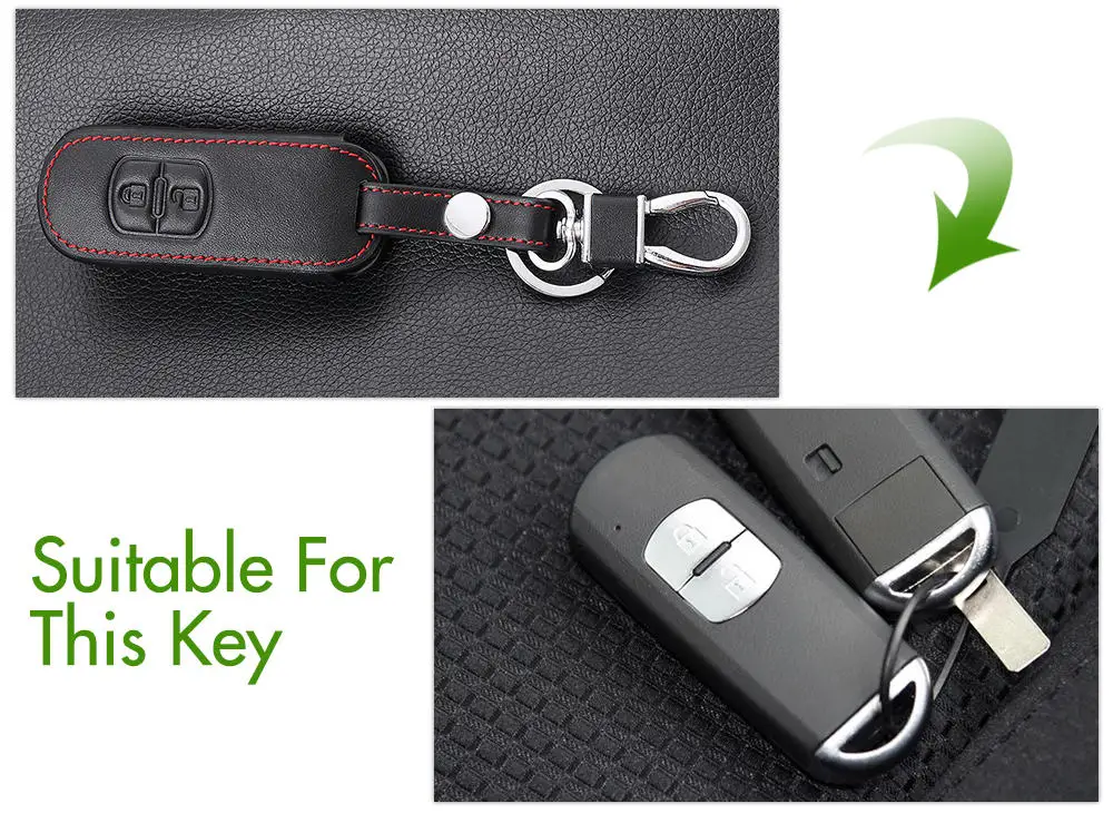 Smart 2 Buttons Vciic 2/3BTN натуральная кожаный чехол для автомобильных ключей, чехол для защиты для Mazda 2 3 5 6 CX-3 CX-4 CX-5 CX-7 CX-9 Atenza Axela MX5 Fob чехол Комплект - Название цвета: Smart 2 Buttons