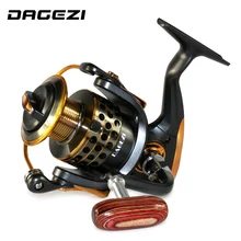 DAGEZI 13+1BB spinning fishing reel All-metal wood Handle fishing reels 1000-7000 series Gapless metal head spinning wheel