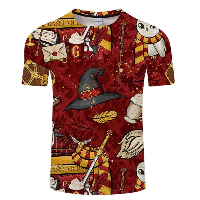 Hut Herry Hip Hop T-Shirt Potter Voldemort Shield 2019 Short Sleeve Cotton T Shirts Man Clothing Magic School Snake 3D T-Shirts
