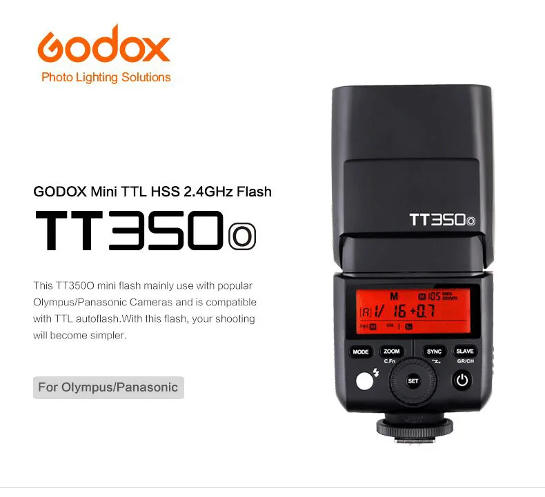 Godox Mini TT350O TT350-O 2,4G ttl GN36 HSS камера Вспышка Speedlite Speedlight для Olympus Panasonic Lumix GH5 GH4 LX7 G7 G85GK