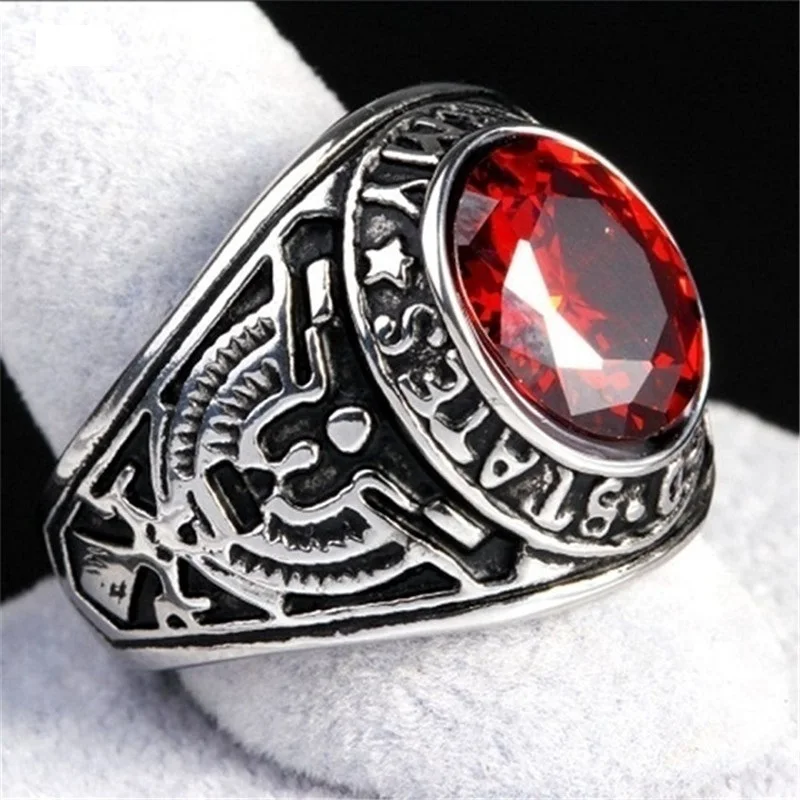 

Cool Punk In The Heart Of Titanium Sapphires Ring Luo Men Silver Metrosexual Domineering Personality Trendsetter Retro Ring